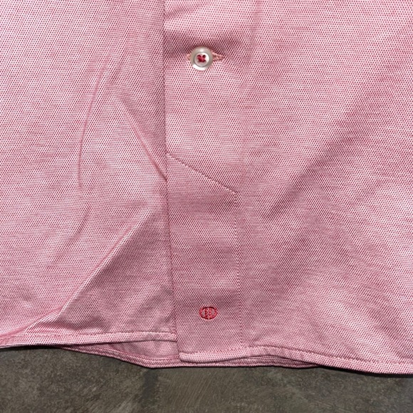 David Donahue Mens Long Sleeve Button Down Shirt Dress Casual Pink‎ Large - Picture 8 of 12